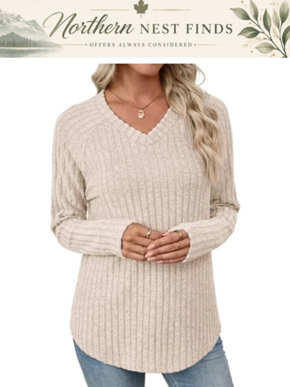 Women's Long Sleeve V-Neck Tunic Top Polyester Spandex Loose Fit
